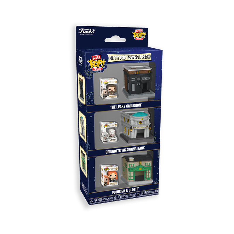 Funko Pop Towns! 3 Pack! The Leaky Cauldron / Gringotts Wizarding Bank / Flourish / Blotts Harry Potter