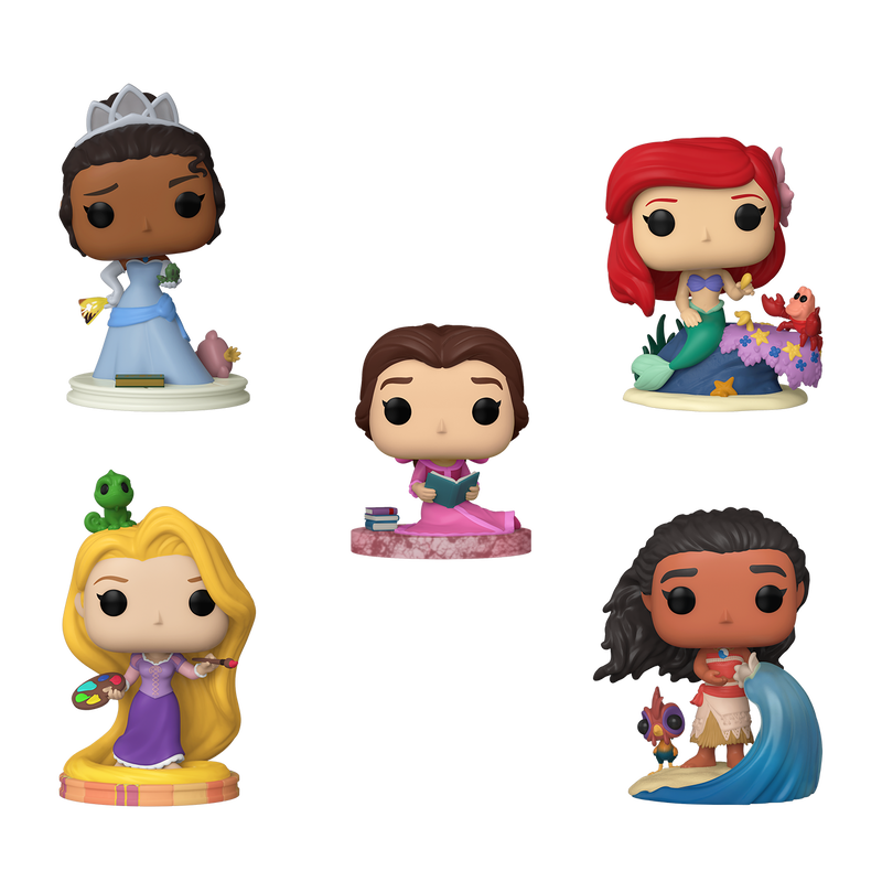 Funko Pop 5 Pack! Ariel / Tiana / Belle / Rapunzel / Moana Princesas