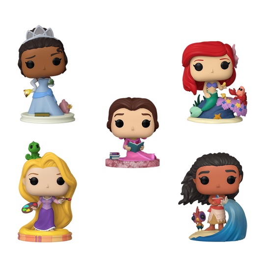 Funko Pop 5 Pack! Ariel / Tiana / Belle / Rapunzel / Moana Princesas
