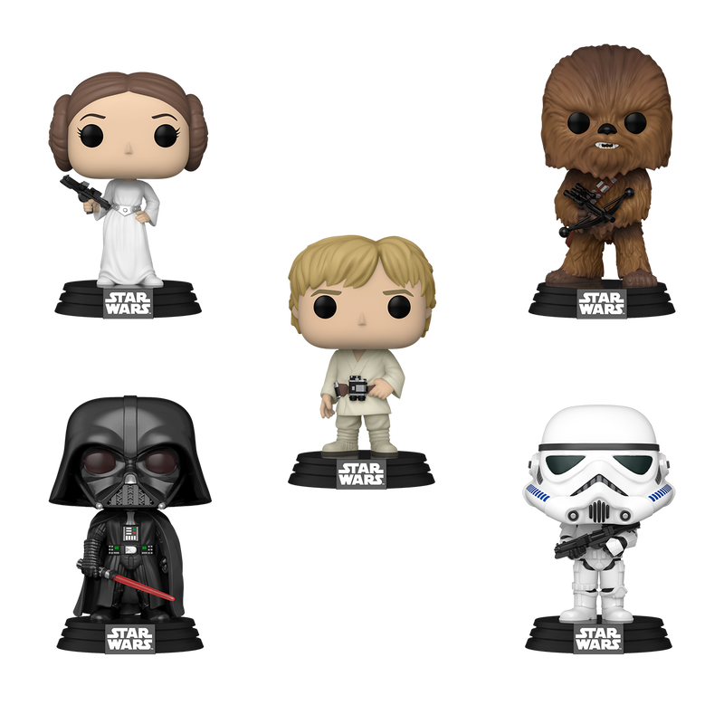Funko Pop 5 Pack! Luke Skywalker / Princess Leia / Chewbacca / Darth Vader / Stormtrooper Star Wars