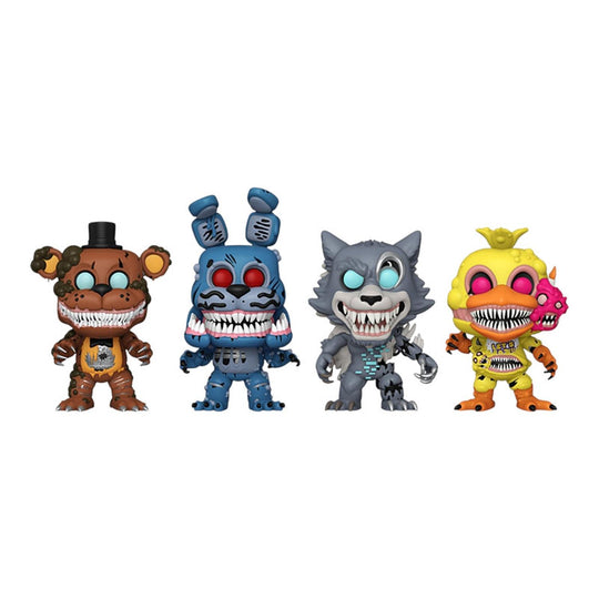 Funko Pop 4 Pack! Twisted Freddy / Twisted Bonnie / Twisted Wolf /Twisted Chica # Exclusivo Glow Five Nights At Freddy'S