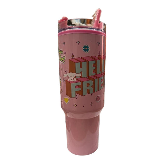 Siglo 21 Termo Rosa Claro Con Popote Personajes Hello Friends Sanrio