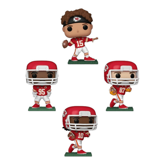 Funko Pop 4 Pack! Patrick Mahomes / Travis Kelce / Isaiah Pacheco / Chris Jones # Exclusivo Kansas City Chiefs